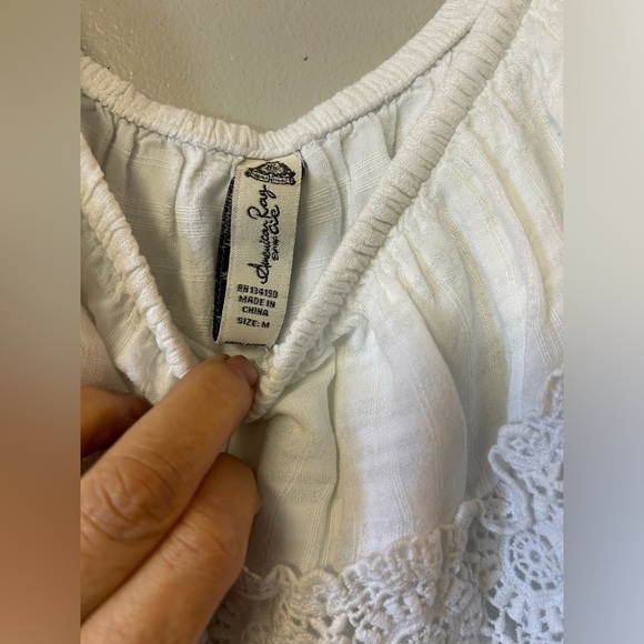 American Rag cropped peasant top with tie front - Picture 2 of 4